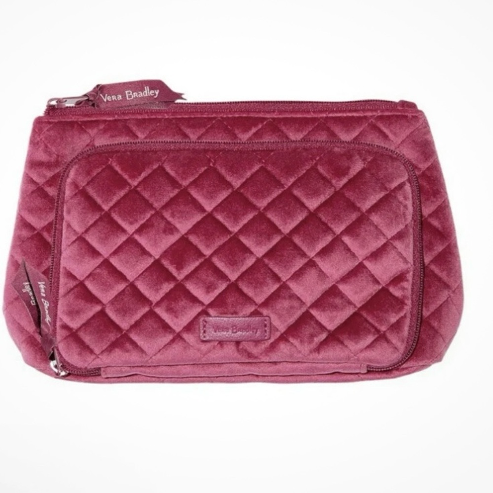 Vera Bradley Quilted Velvet Cosmetic Bag - Magenta NWT